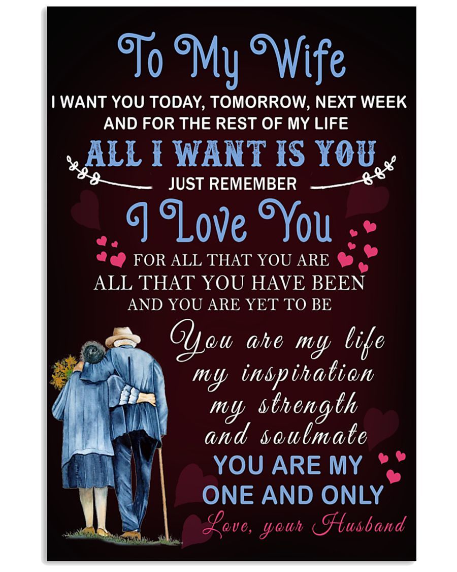 Couple To My Wife I Want U Today Rest Of My Life Vertical For Wife Valentine Personalized Canvas, Poster Custom Design Wall Art