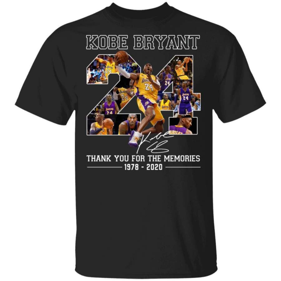 Number 24 Kobe Bryant T-shirt Signature Thank You For The Memories VA01