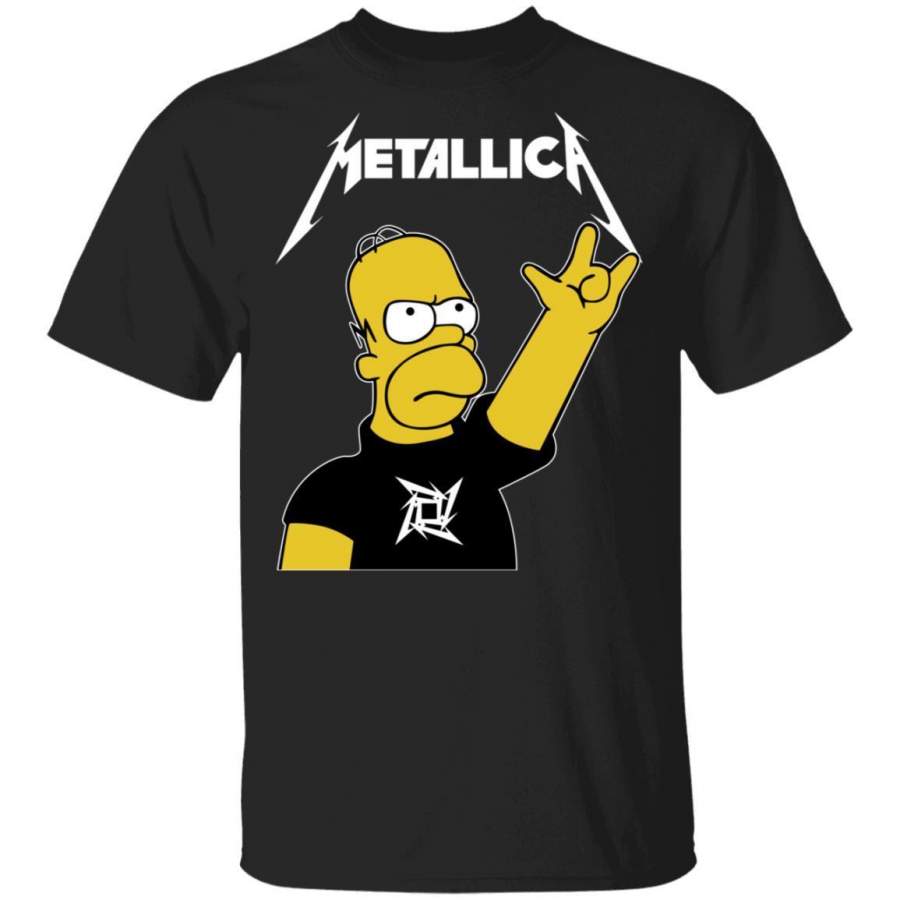 Homer Simpson Metallica Tee Shirt Rock Band TShirt Mt01