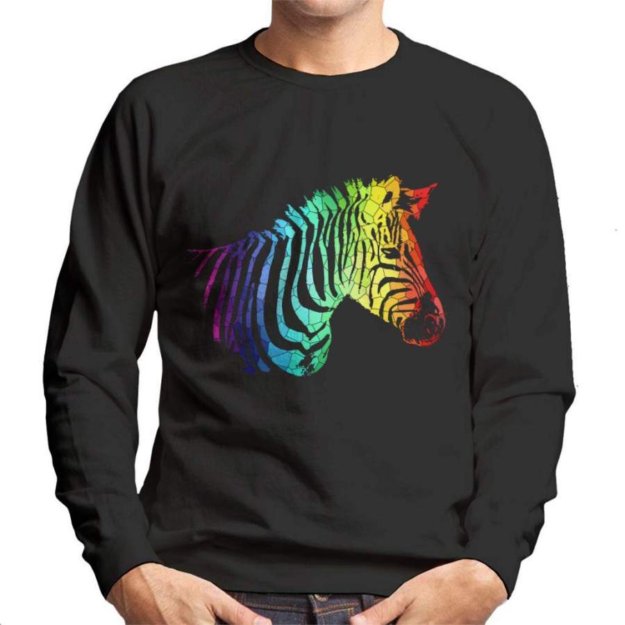 Rainbow Zebra Mosaic Men’s Sweatshirt