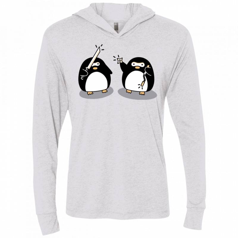 Cute Ninja Penguins Triblend Long Sleeve Hoodie Tee