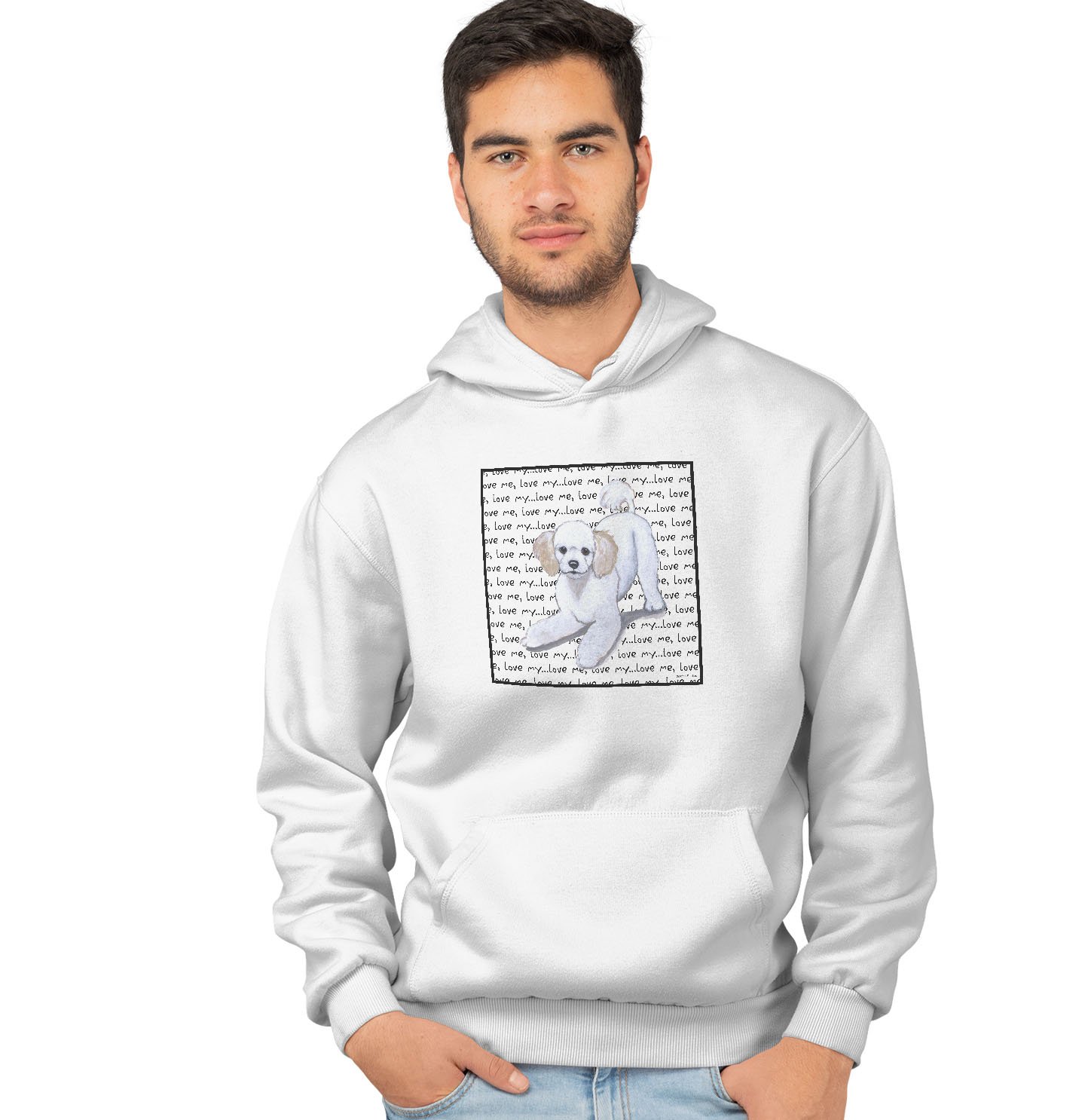 Poodle Puppy Love Text – Adult Unisex Hoodie Sweatshirt