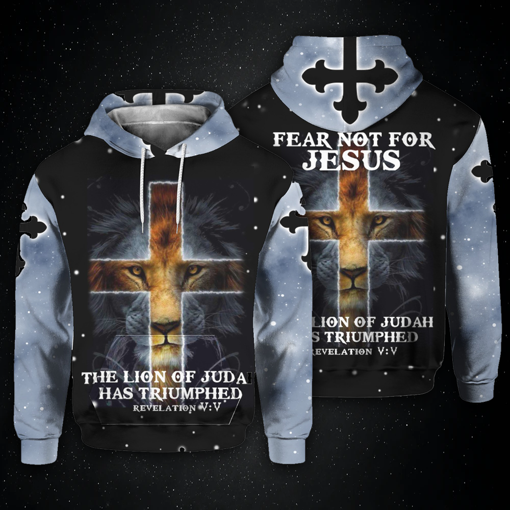 Unifinz Jesus T-Shirt Fear Not For Jesus The Lion Of Juda Has Triumphed Black Lion T-Shirt Jesus Hoodie 2022