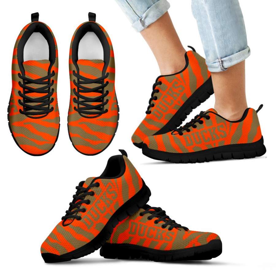 Tiger Skin Stripes Pattern Print Anaheim Ducks Sneakers