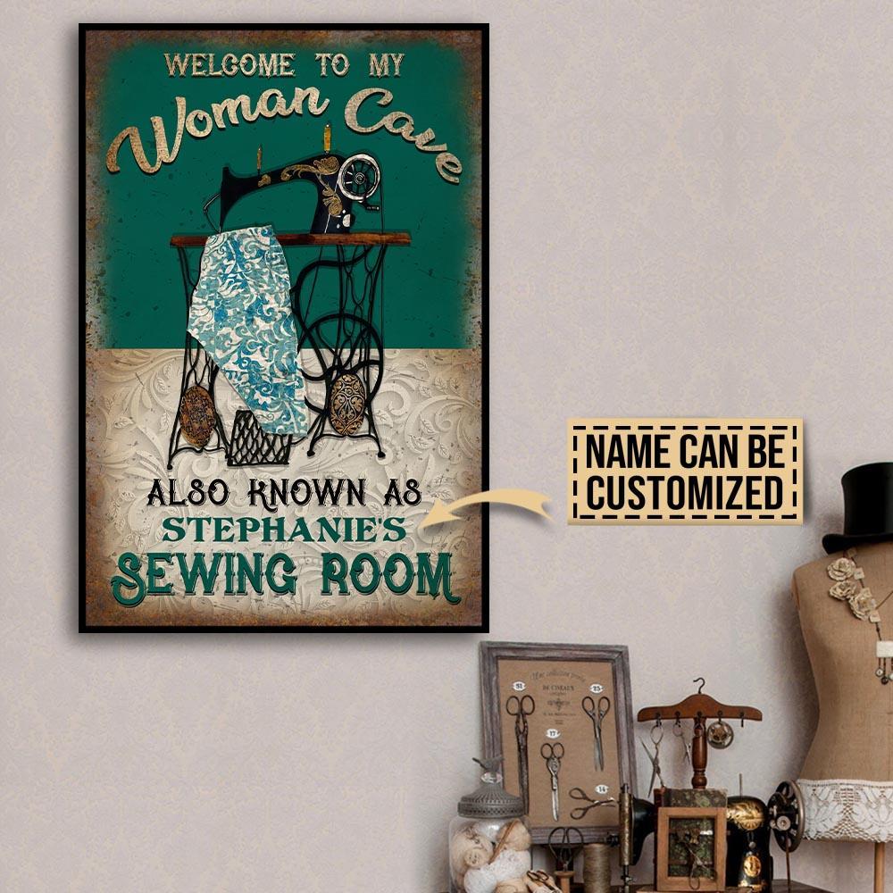 Aeticon Gifts Personalized Sewing Woman Cave Canvas Mom Dad Gift Home Decor