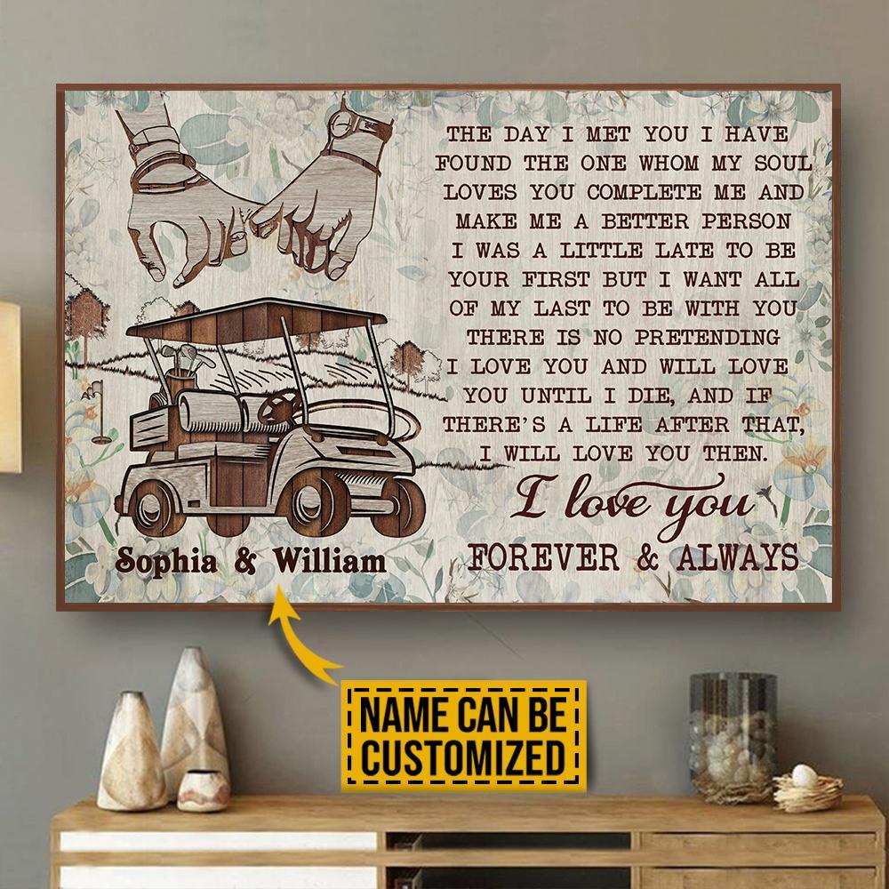 Aeticon Gifts Personalized Golf Cart Floral The Day I Met You Canvas Mom Dad Gift Home Decor