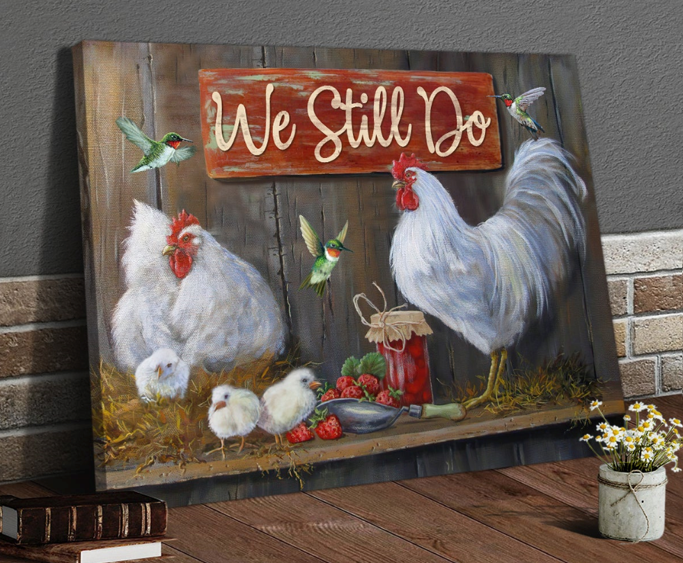 We Still Do, Chicken Family And Hummingbird Landscape Poster & Canvas Gift For Couple For Valentine’S Day Home Decor Wall Art Visual Art