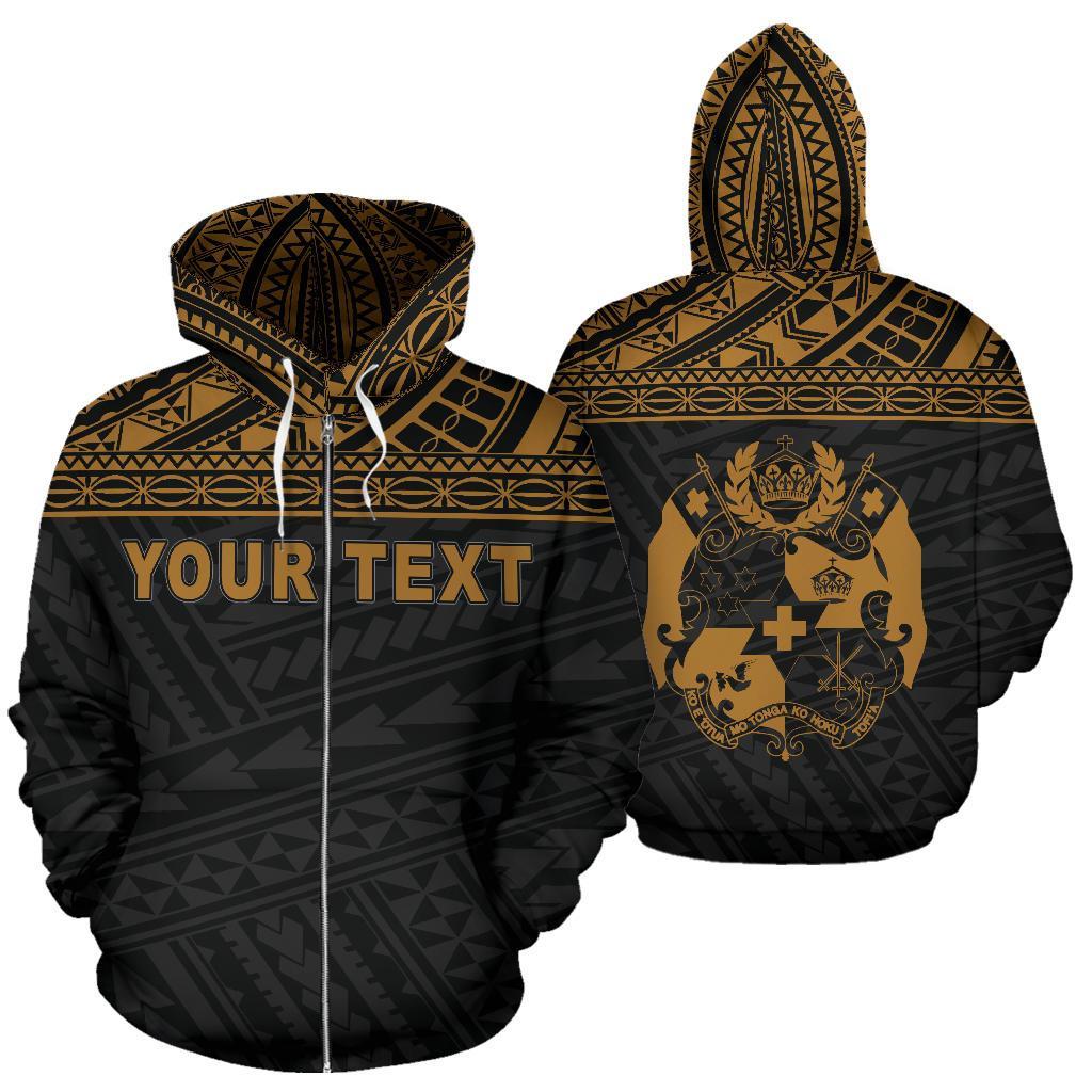 Tonga Polynesian All Over Custom Personalised Zip-Up Hoodie – Yellow Horizontal Style – BN12