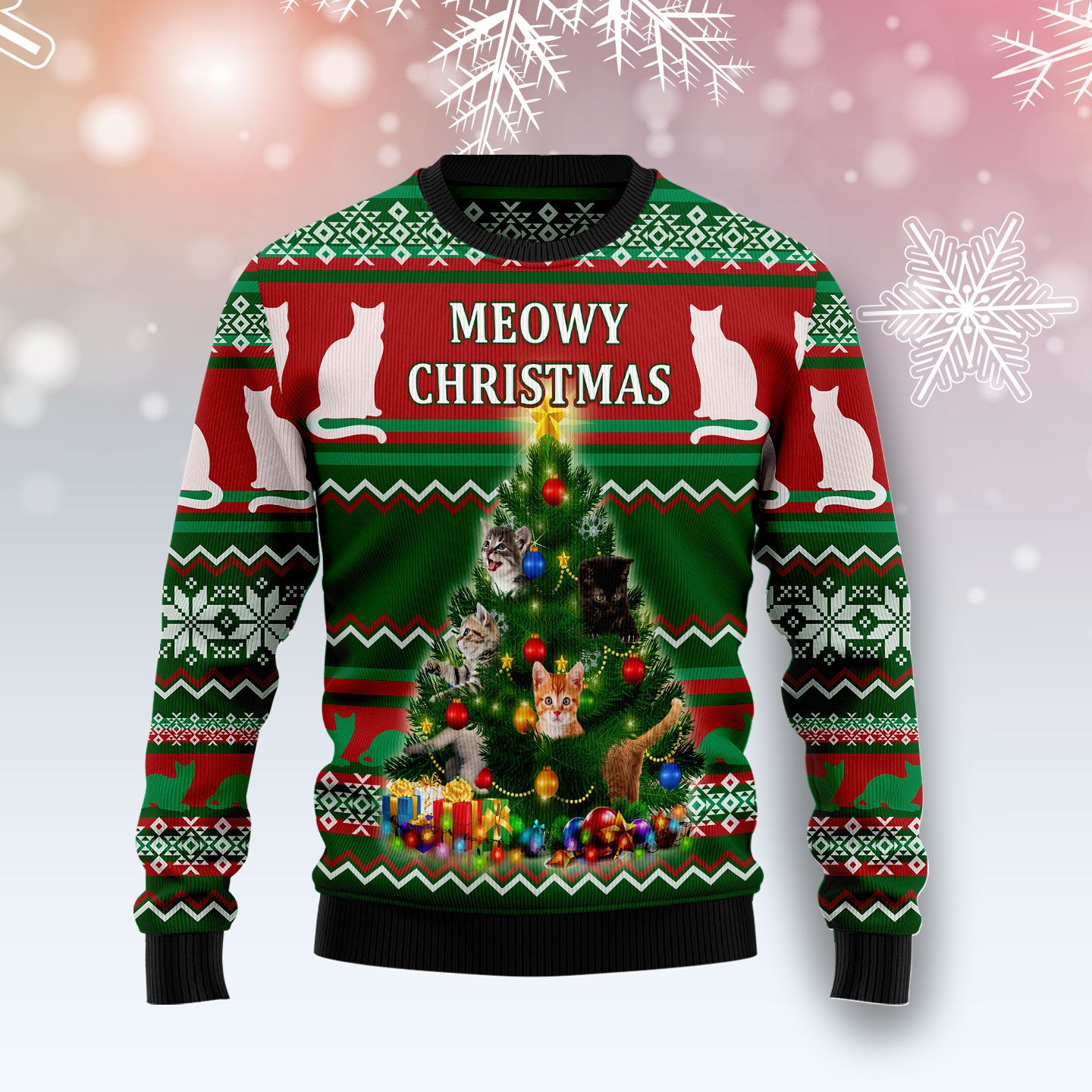 Cat Meowy Ugly Christmas Sweater | For Men & Women | Adult | Us5813