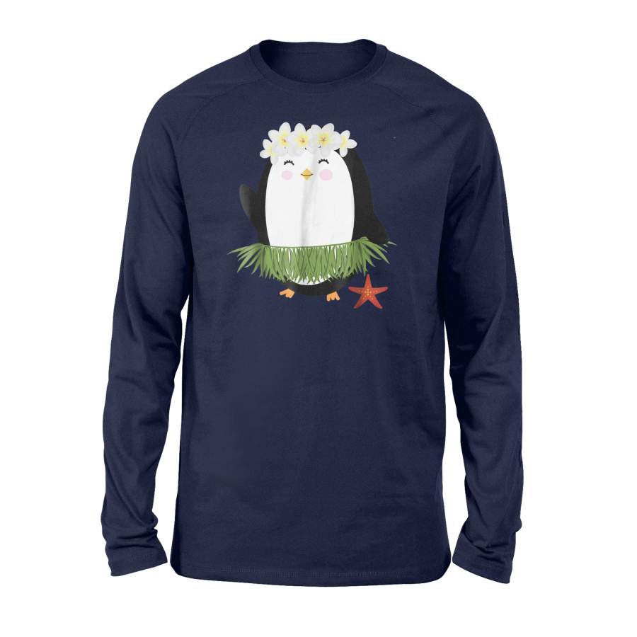 Hawaiian Hula Penguin Luau For Her Long Sleeve T-Shirt