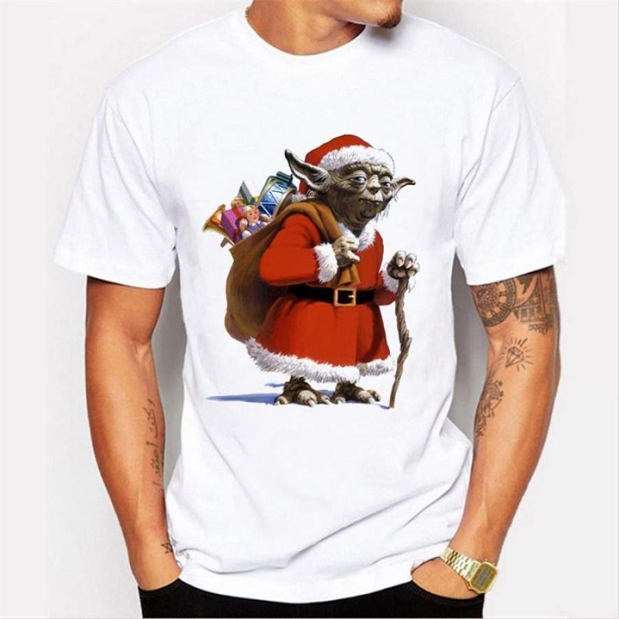 New Arrivals Men Santa Yoda Printed T-Shirt Short Sleeve Casual Christmas T Shirt Cool Vintage Tops