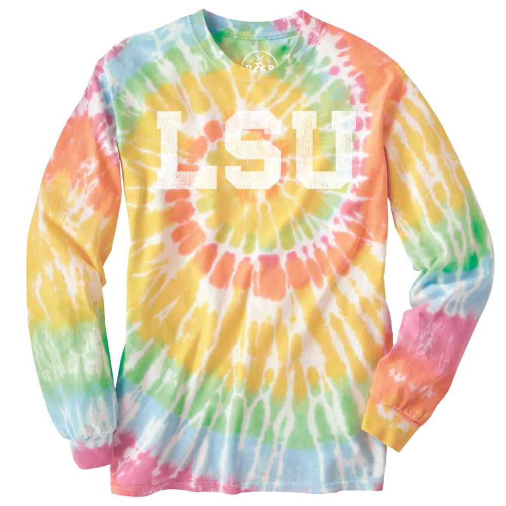 B&B Dry Goods LSU Tigers Athletic Block Heavyweight Long Sleeve Tie-Dye T-Shirt – Aerial Spiral