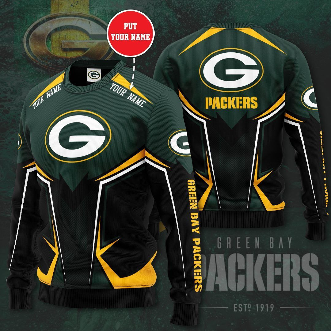 Personalized Green Bay Packers All Over Print 3D Casual Unisex Sweatshirt – Dark Green Black-Tph