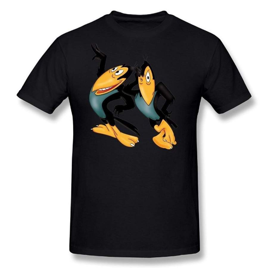 Men’S The Heckle And Jeckle Show Tv Logo T-Shirt Black Short Sleeved Tee Shirt For Men