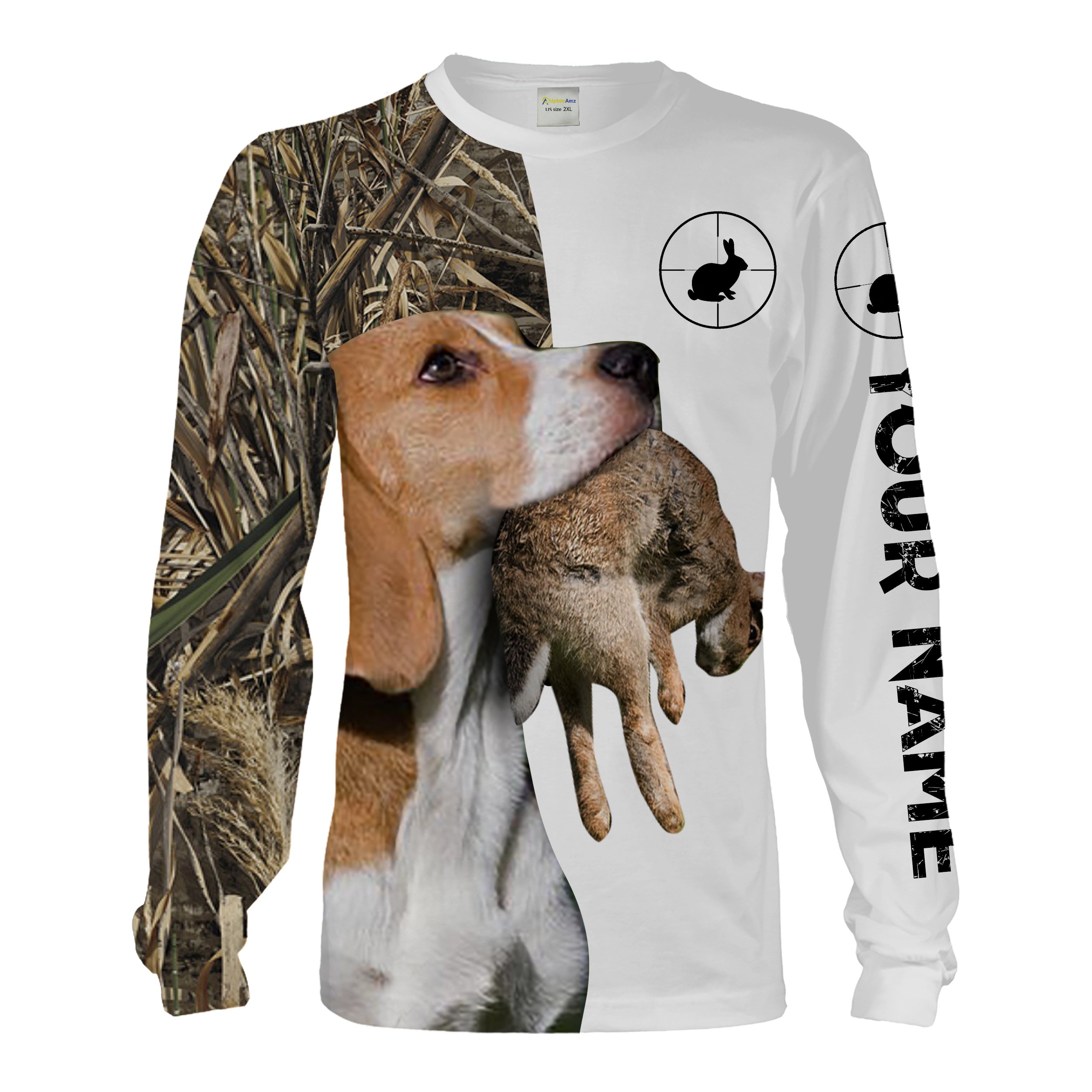 Rabbit Hunting With Beagle Camo Custom Name 3D All Over Printed Shirts, Hoodie – Personalized Hunting Gifts Chipteeamz FSD1920