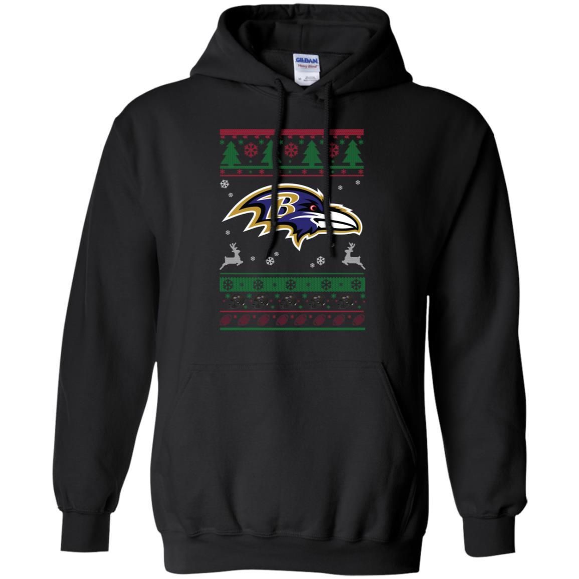 Baltimore Ravens Logo Football Teams Ugly Christmas Sweater Pullover Hoodie T-Shirt