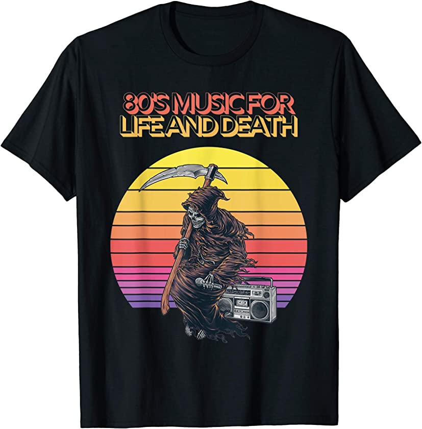 80’s Music Shirt. 8o’s Music Vintage Retro Sun Grim Reaper T-Shirt