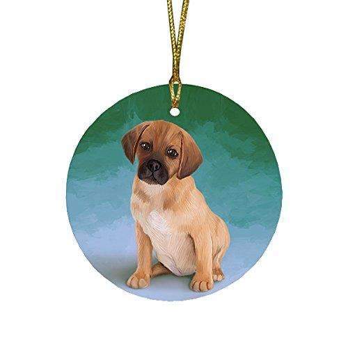 Puggle Puppy Round Christmas Ornament Rfpor48055