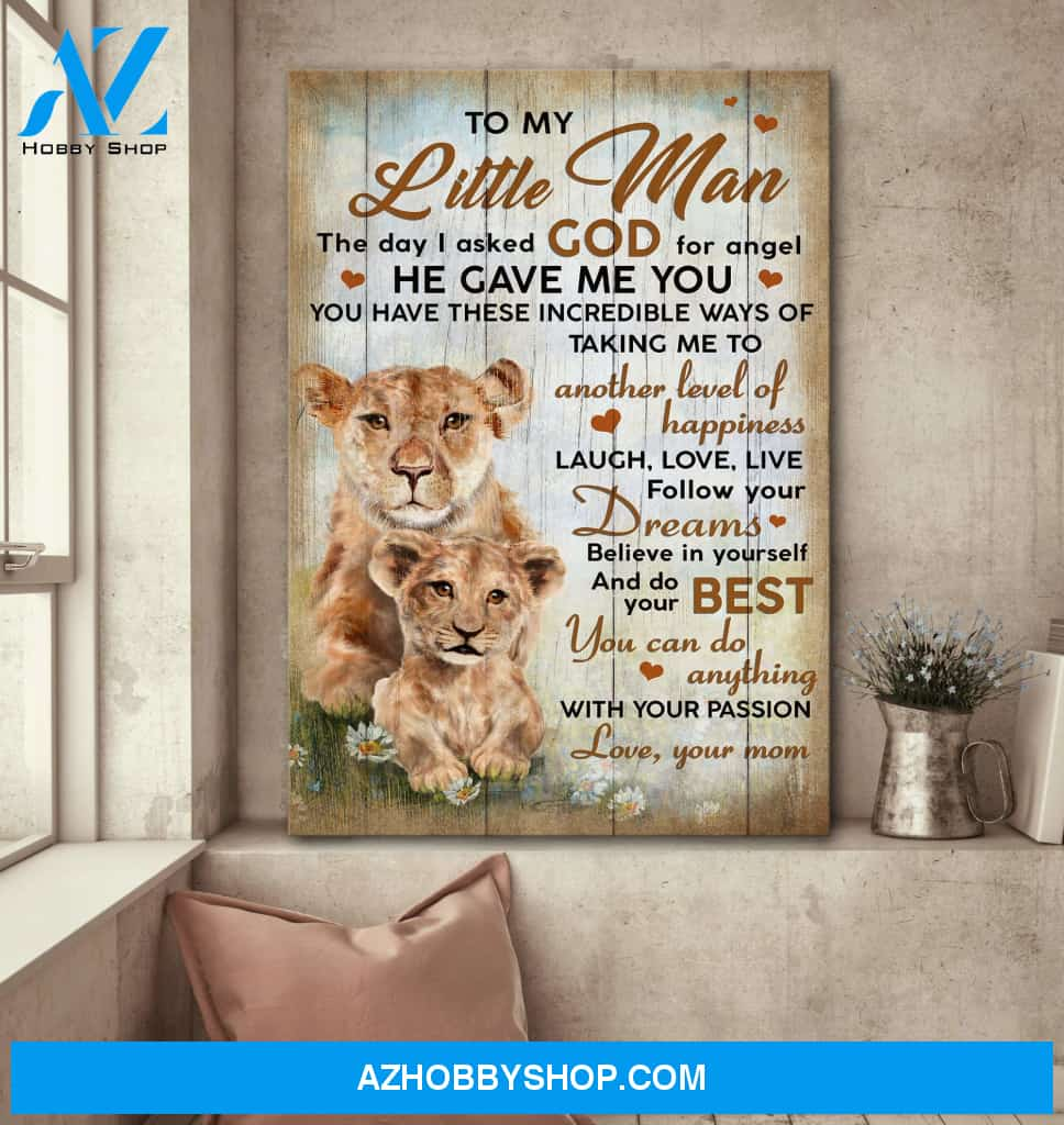 To Son – Mother And Son Lion – The Day I Asked God For Angle, He Gave Me You – Family Portrait Canvas Prints