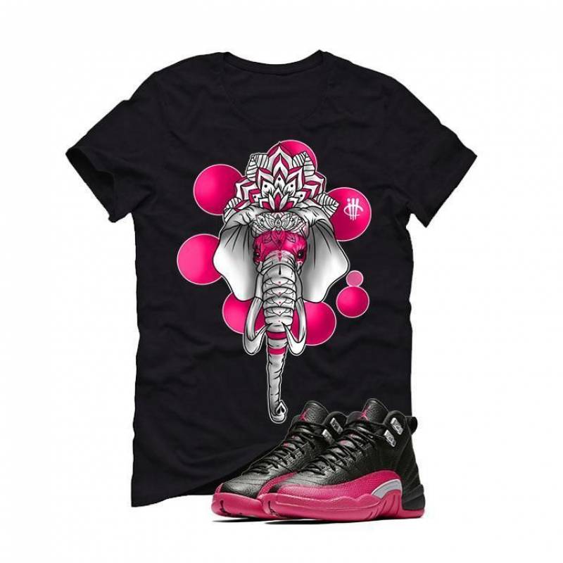 Air Jordan 12 GS Deadly Pink Black T Shirt (ELEPHANT)