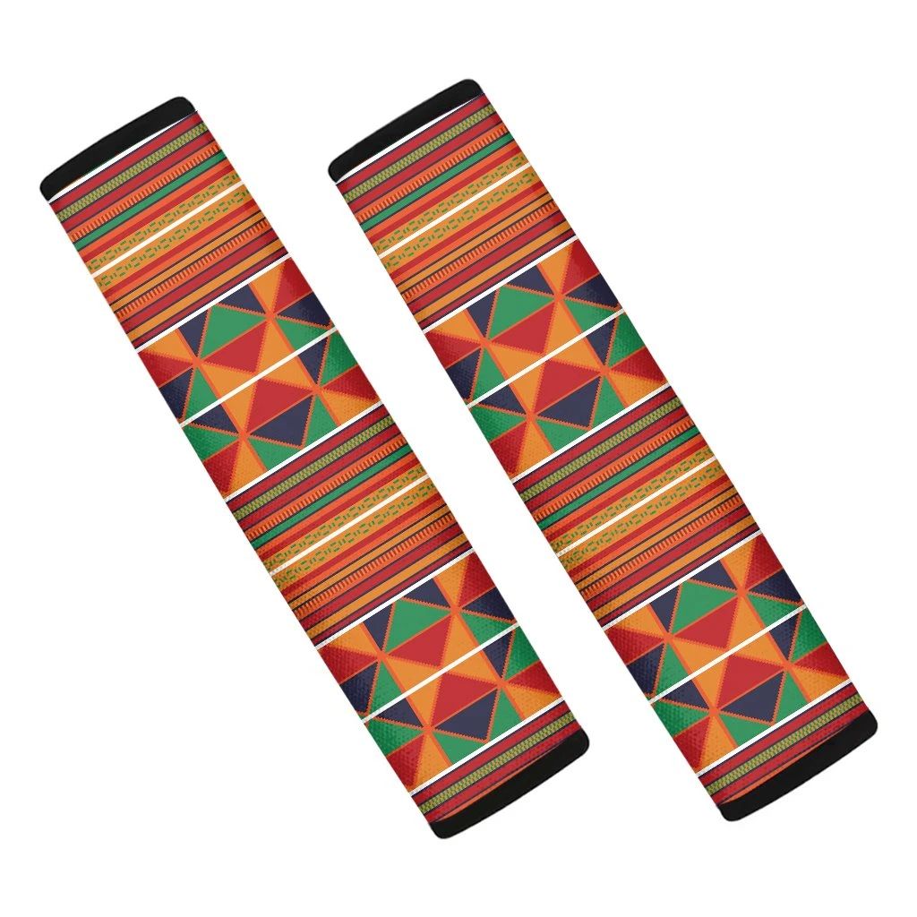 Kente Pattern Print Car Seat Belt Covers