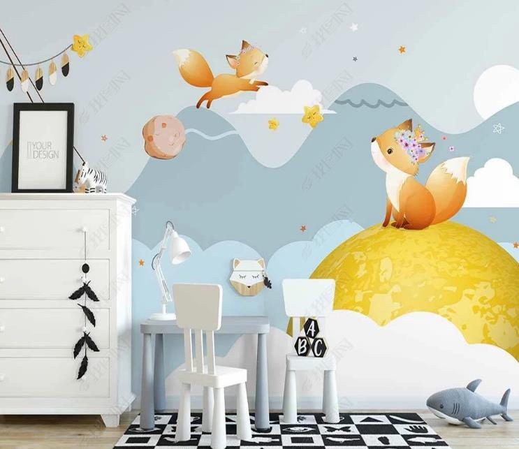 3D Northern Europe Hand-Painted Animal  Mountain Wall Mural Wallpaper Sww1637