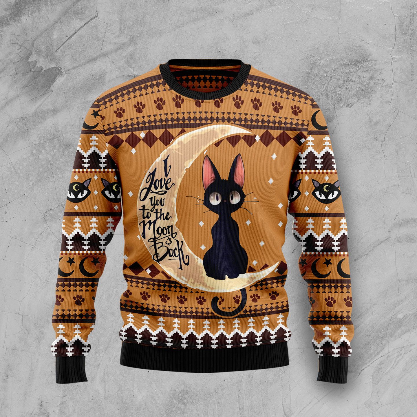 Black Cat Moon And Back Ugly Christmas Sweater | For Men & Women | Adult | Us5070