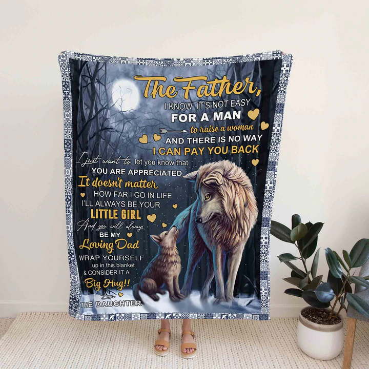 The Father Blanket, Wolf Blanket, Custom Name Blanket, Family Blanket, Blanket For Gift
