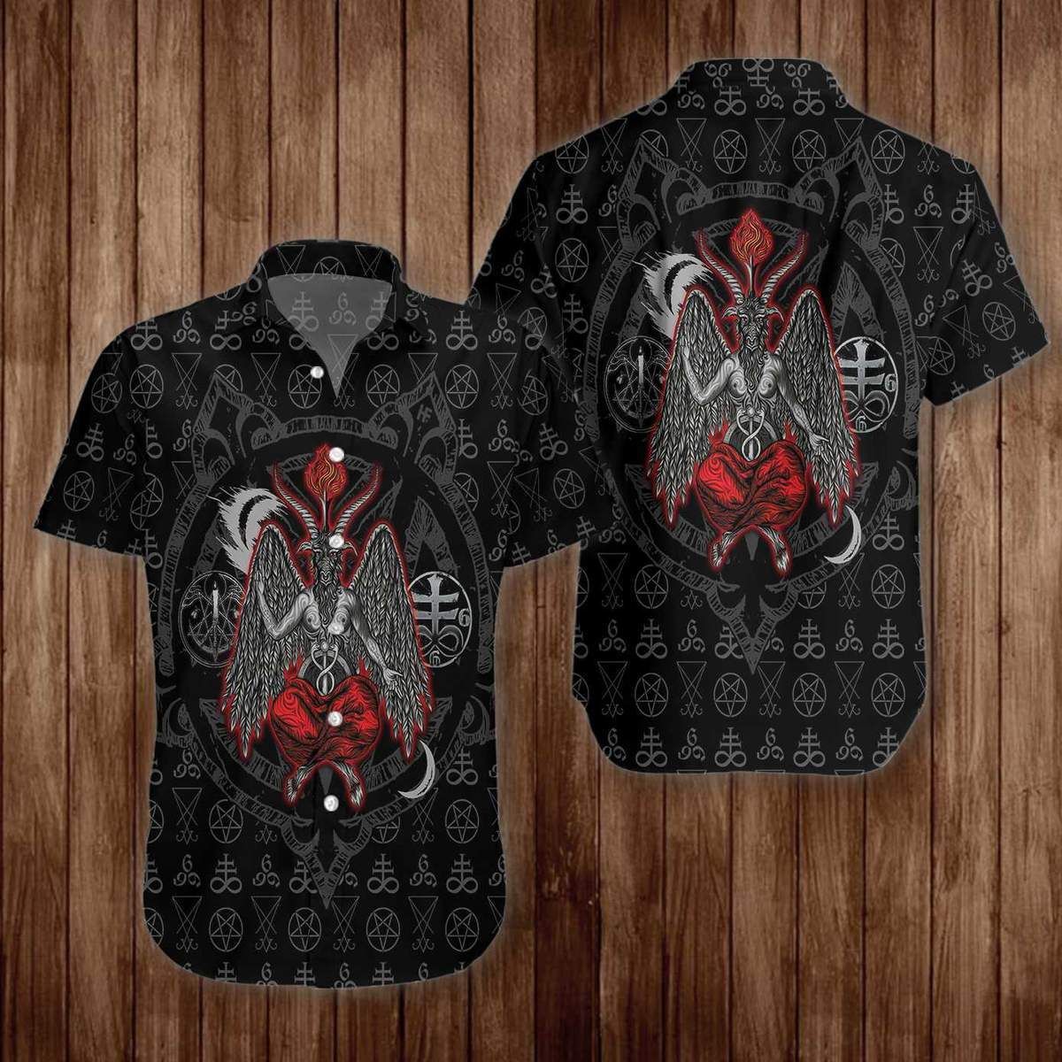 Baphomet Demon Satanism Pentagram Hawaiian Shirt | Unisex | Adult | Hw2608