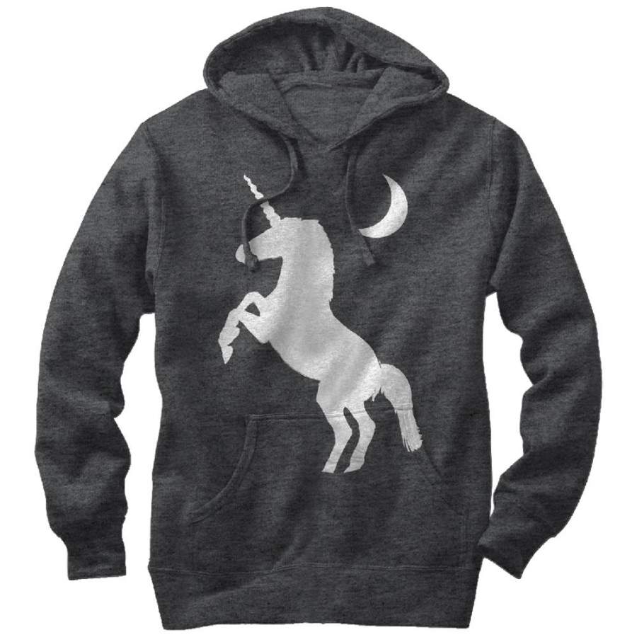 Lost Gods Men’s Crescent Moon Unicorn  Lightweight Hoodie Charcoal Heather S