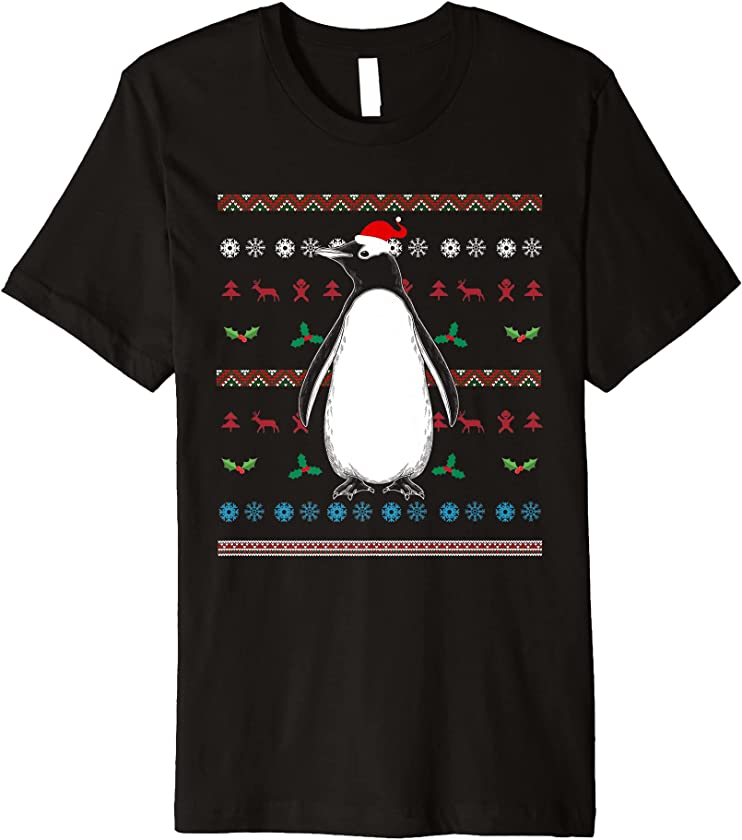 Ugly Christmas Zoo Animal Lover Merry Xmas Antarctic Penguin Premium T-Shirt