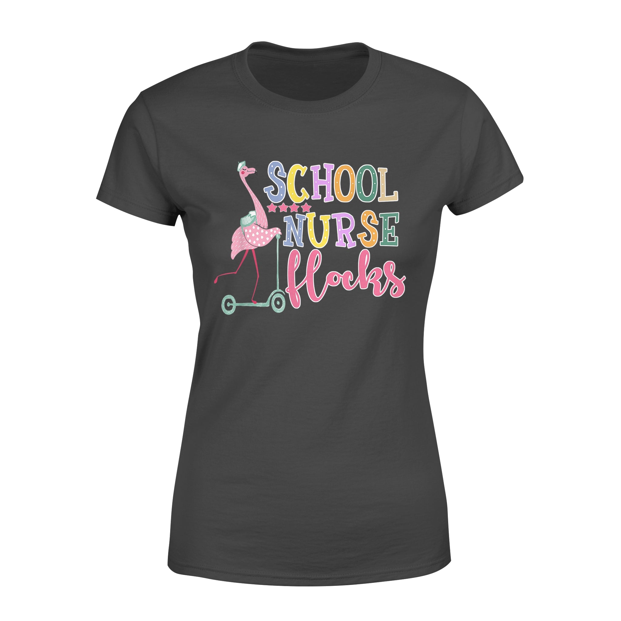 Back To School Tshirt School Nurse Flock Flamingo – Standard Women’s T-shirt