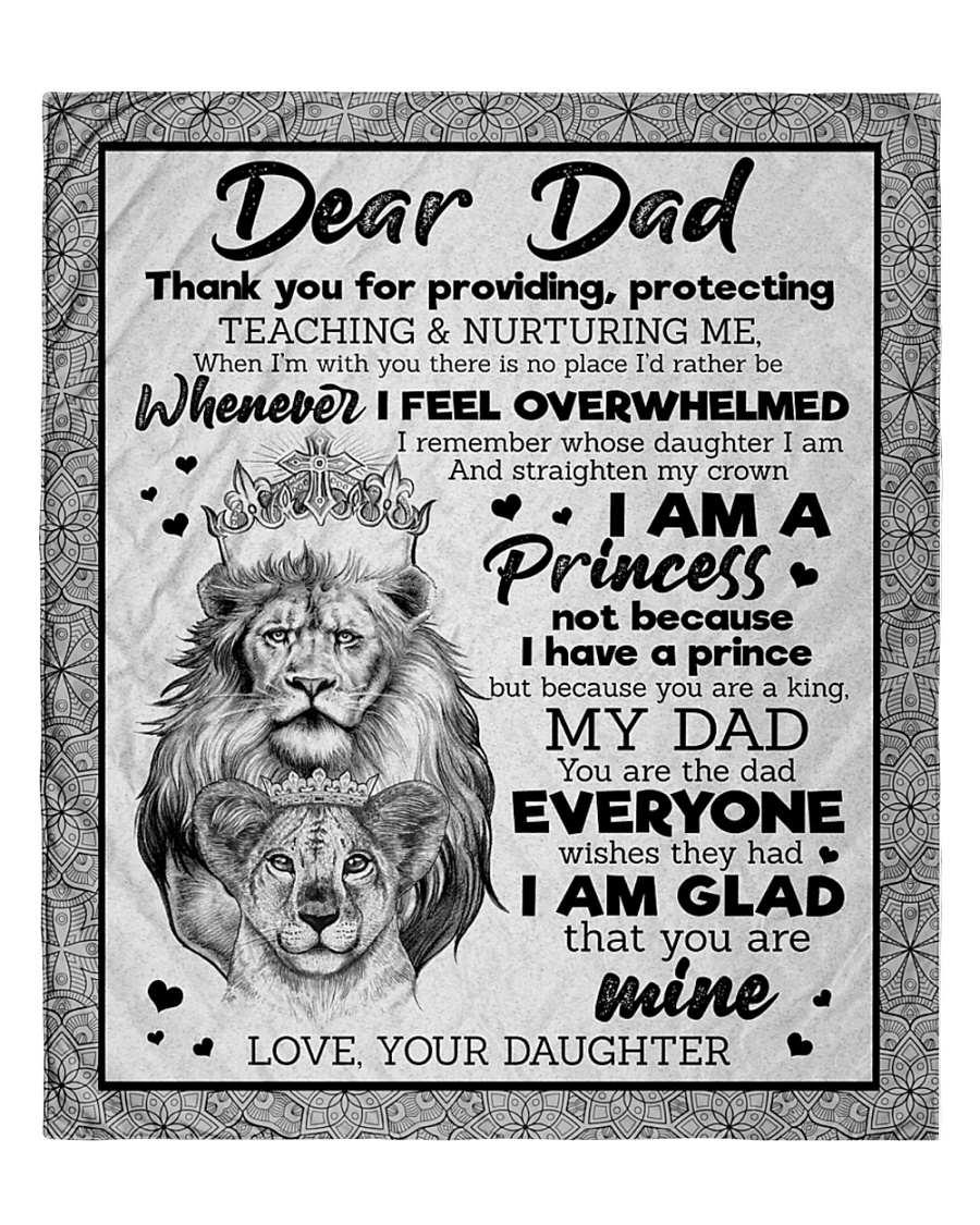 To My Dad Lion From Daughter Thank You For Providing Gift For Birthday Gift For Father’S Day Home Decor Fleece Blanket