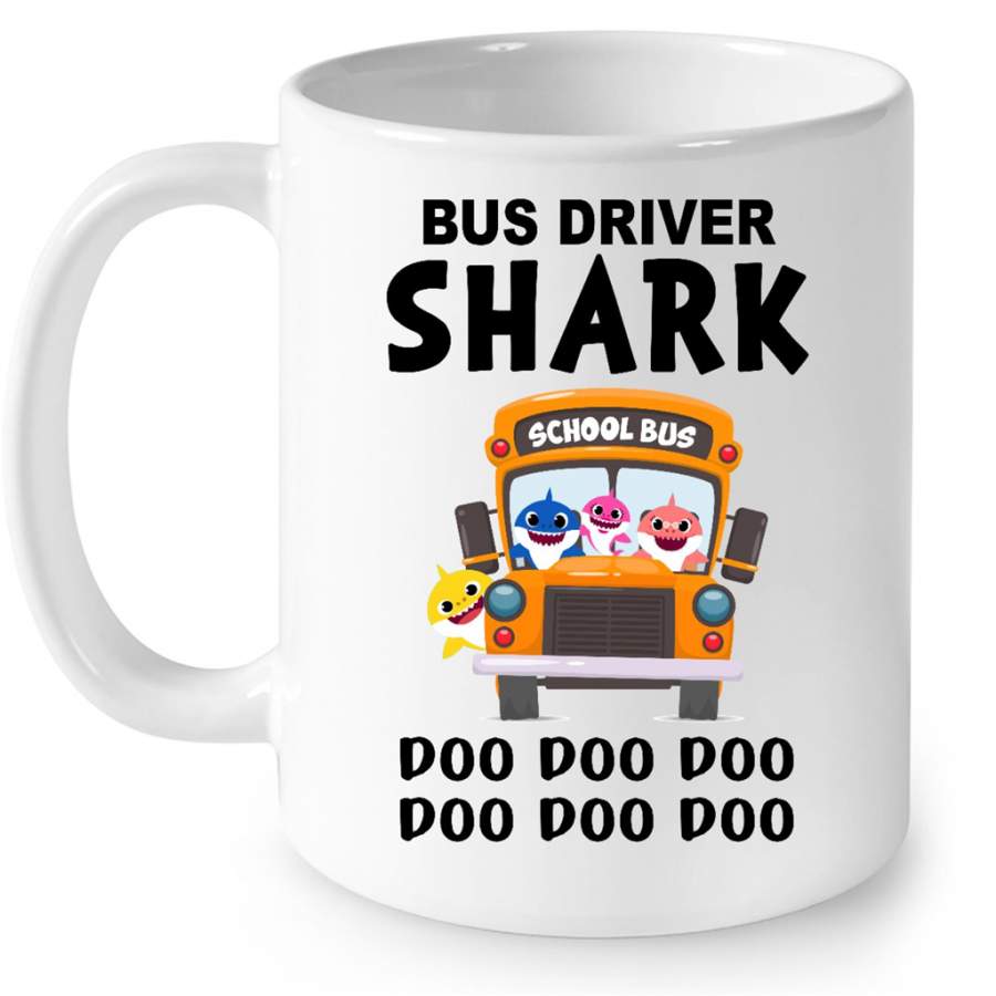 Bus Driver Shark School Bus Doo Doo Doo W – Full-Wrap Coffee White Mug