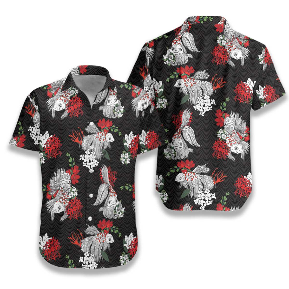 Koi Fish And Flowers Hawaii Shirt Unisex Adult Ha18152