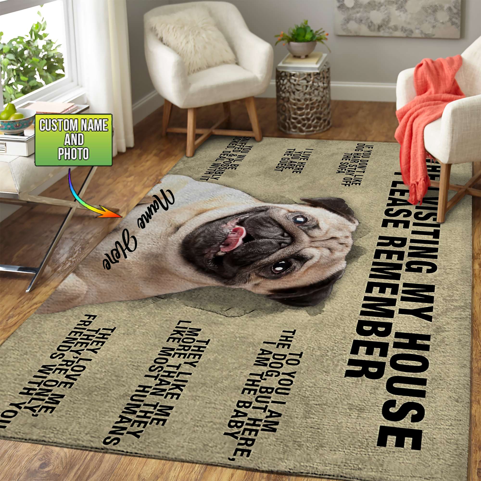 When Visiting Customized Pug Rug