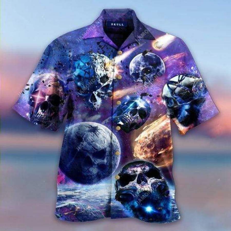 Hawaii Aloha Shirts Asteroids Skull Ha2489