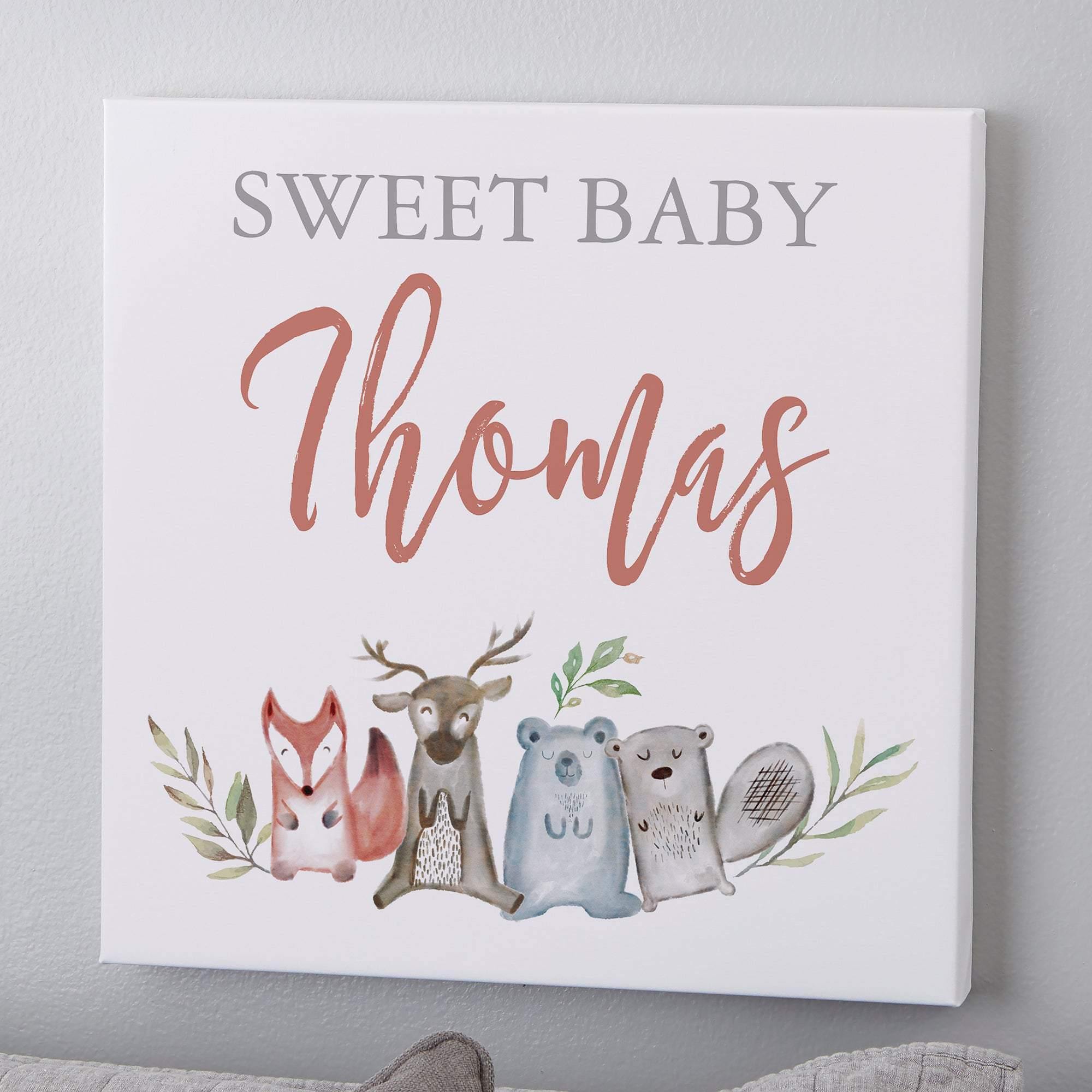 [Personalized Name] Sweet Baby Woodland – Perfect Gift Idea For Baby Kids, Gift For Mom To Be , Gift For Home Decor, Best Idea Gift – Matte Canvas, Wall Art, Canvas Prints