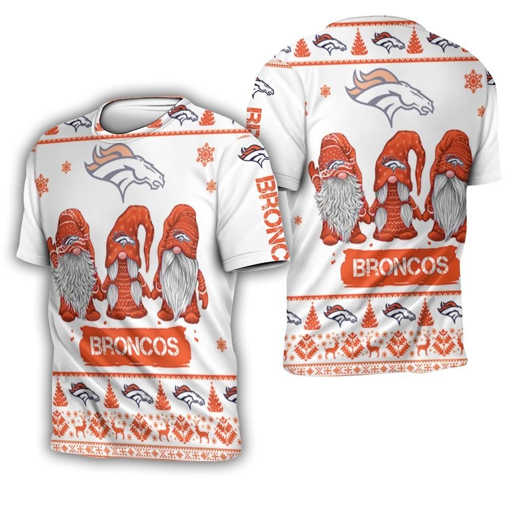 Christmas Gnomes Denver Broncos Ugly Sweatshirt Christmas 3D 3D T-Shirt