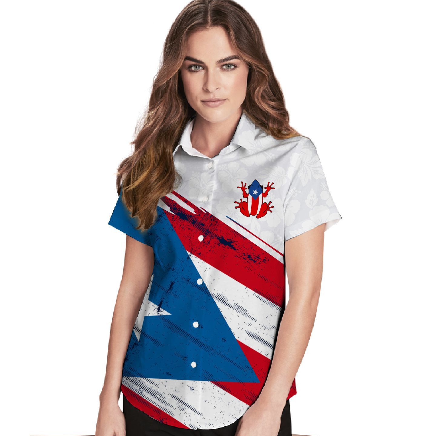 Beach Shirt Proud To Be Puerto Rican Frog And Flag Custom Name Hawaiian Shirt For Women For Puerto Rico