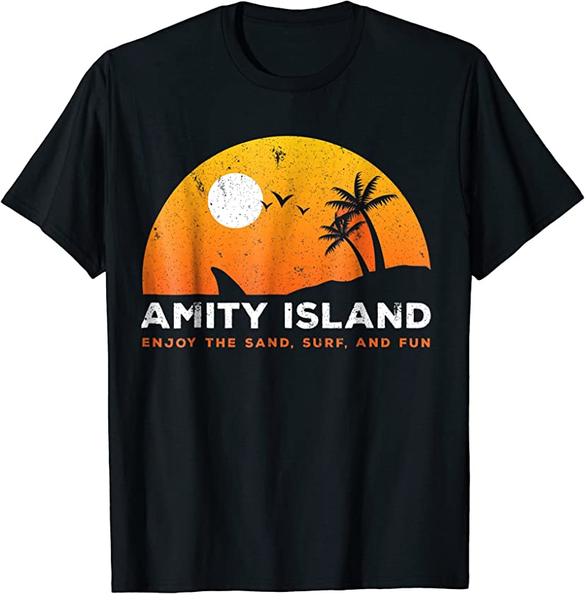 Amity Island Sand Fun Vintage Beach Surf Sunset T-Shirt