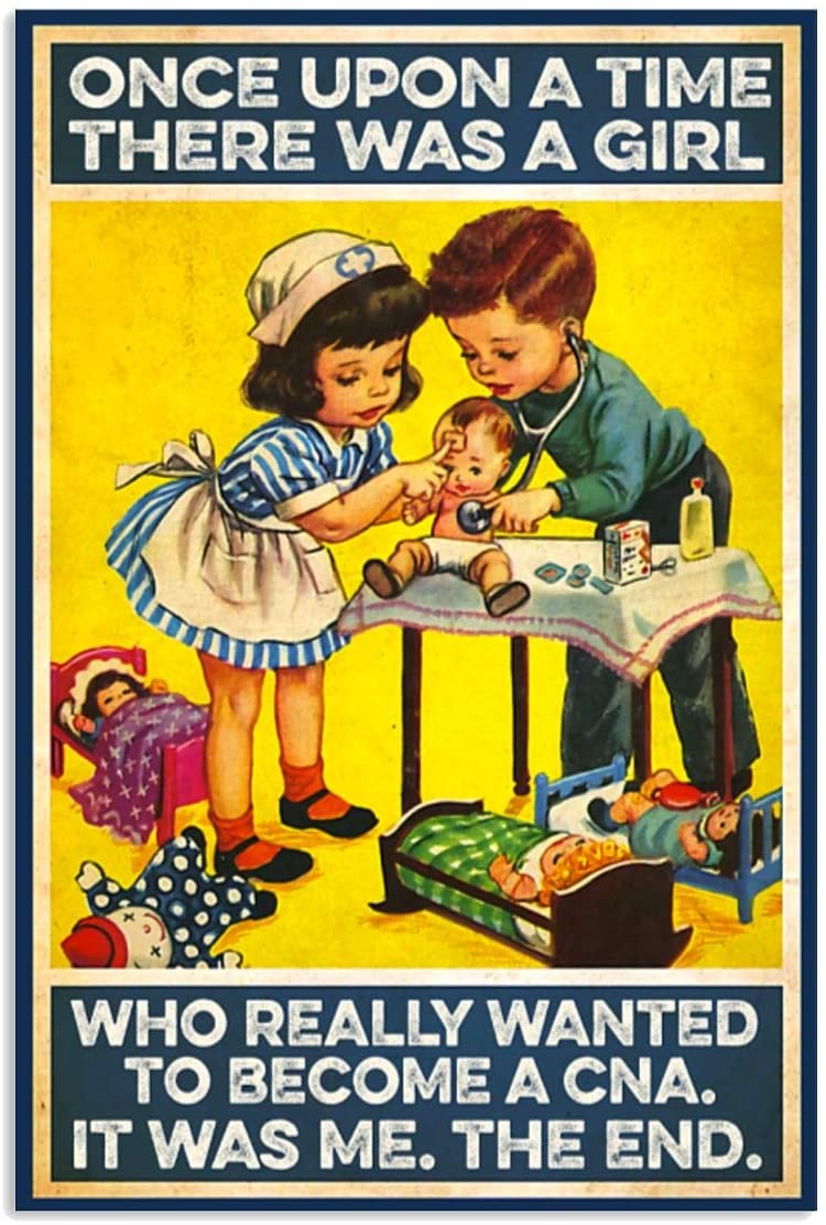 Vintage Certified Nursing Assistant – There Was A Girl Wanted To Become A Cna Poster Art Print      Home Decor Gift For Men Women Family Friend On Birthday Xmas