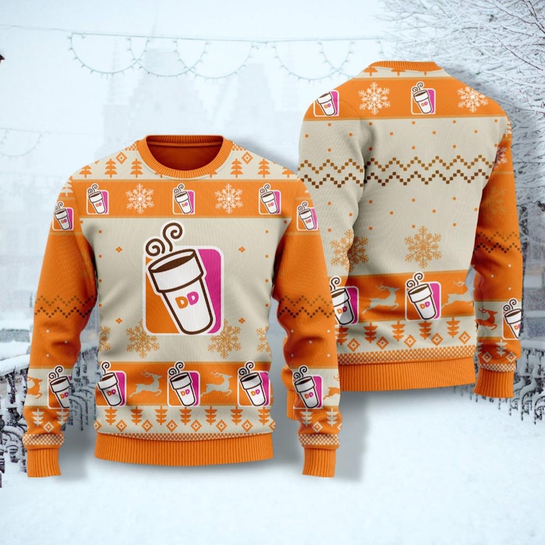 Ugly Christmas Christmas Dunkin Donut Ugly Sweater, Coffee Lover Shirts, Dunkin Donuts Ugly Xmas Sweater, Holiday Xmas Gift, Sweaters For Woman Men