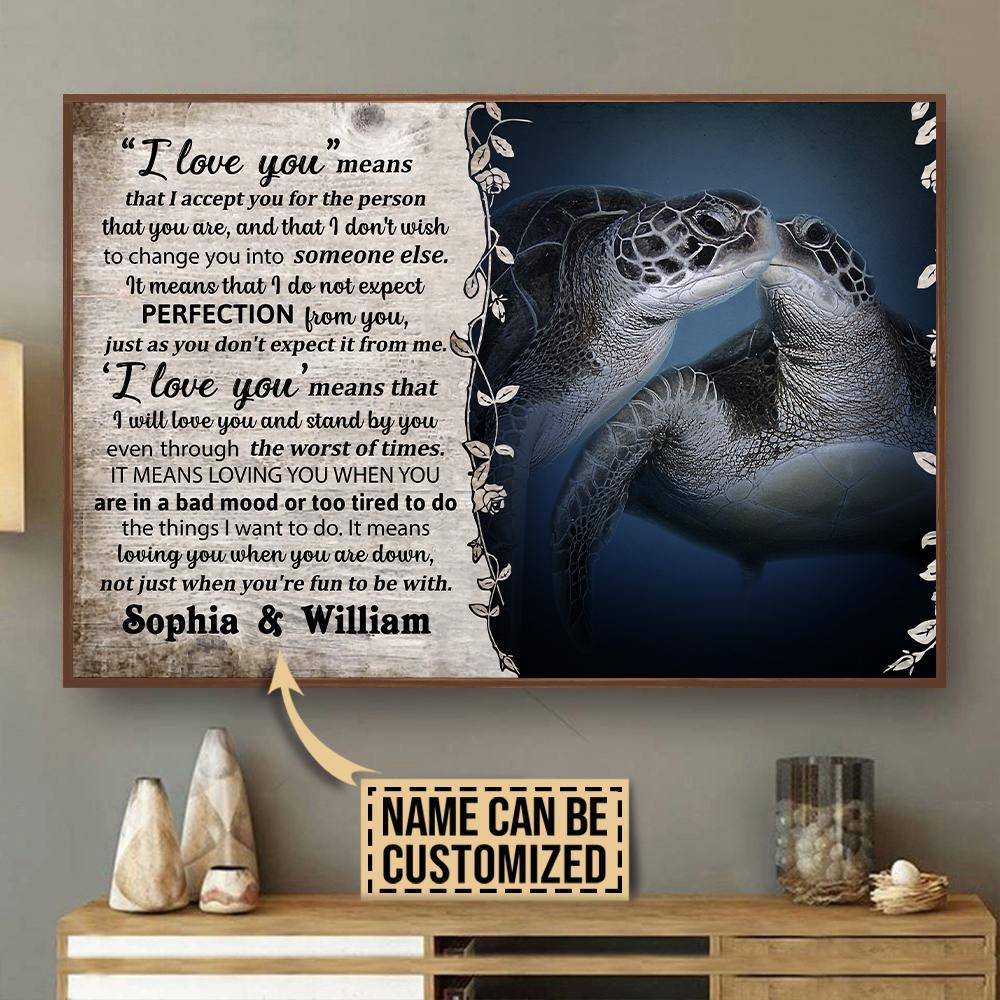 Aeticon Gifts Personalized Sea Turlte I Love You Canvas Mom Dad Gift Home Decor