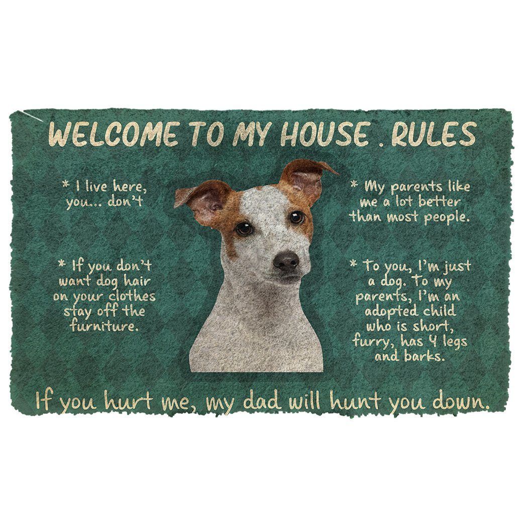 Gearhumans 3D Jack Russell Terrier Welcome To My House Rules Custom Doormat