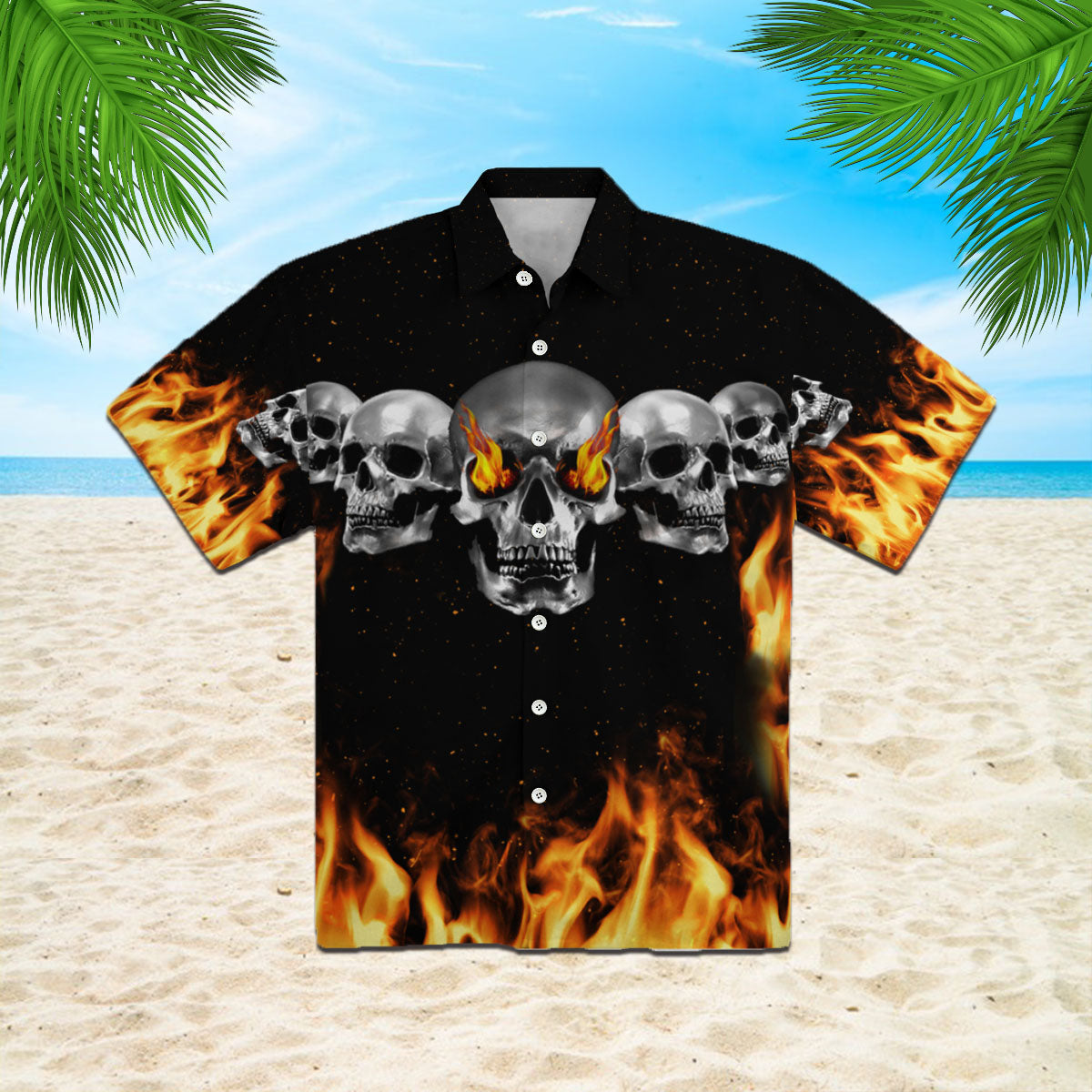 Flaming Skull Hawaii Shirt For Men Women Ha78087