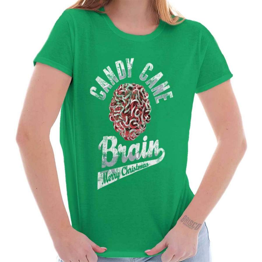 Candy Cane Brain Ladies T-Shirt