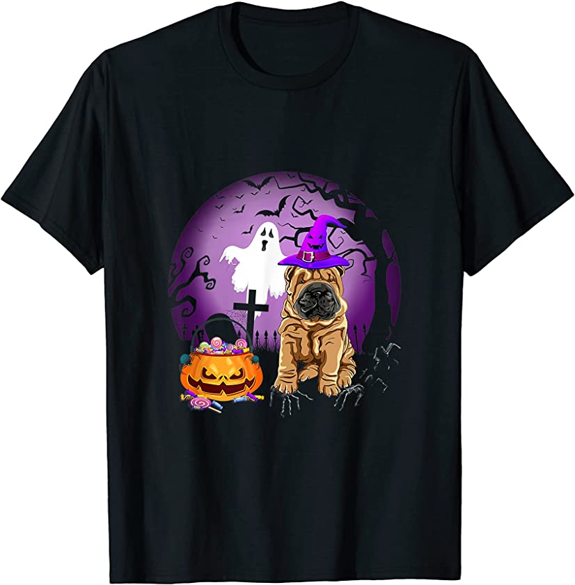 Shar Pei Dog Candy Pumpkin Halloween Lover T-Shirt