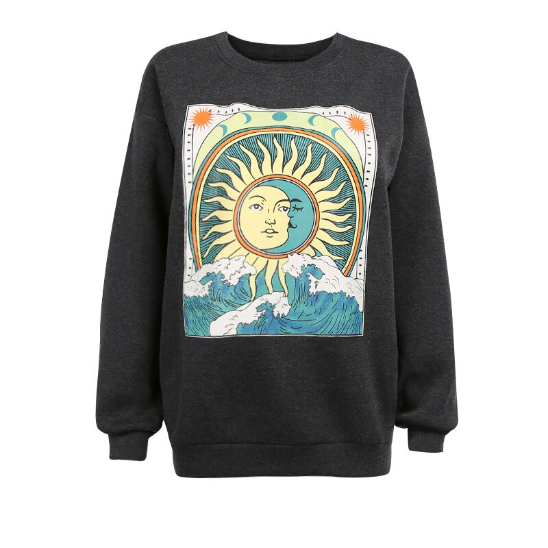 Y2K Vintage Sweatshirts Women Autumn 90s Casual Long Sleeve Hoodies Retro Painting Pullover Sweatshirt Tops Female Fall Clothing alx