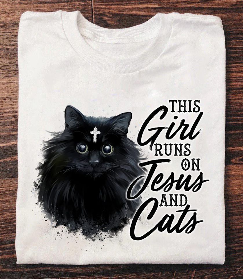 This Girl Runs On Jesus And Cats Gift Standard/Premium T-Shirt